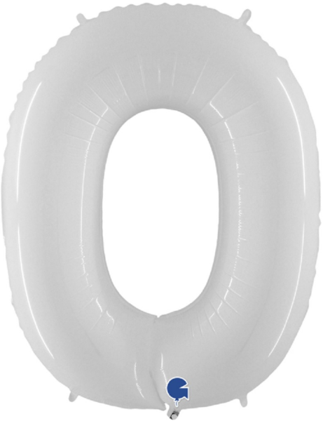 Folienballon - Zahl 0: Weiß - ø 102cm